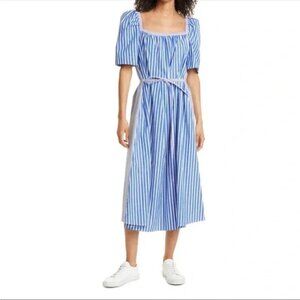 NEW BAUM UND PFERDGARTEN Aiko Dress Womens 0 Striped Blue White Peasant
